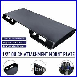 1/2 Skidsteer Quick Tach Attachment Mount Plate Steel for Kubota Bobcat Trailer