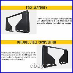 1/2 Skidsteer Quick Tach Attachment Mount Plate for Kubota Bobcat Trailer Steel