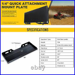 1/4 Steel Quick Tach Attachment Mount Plate for Kubota Bobcat Skidsteer Adapter
