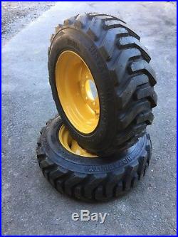 2 10-16.5 Tires on 6 lug wheels for John Deere tractor -New Holland skid steer