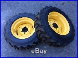 2 10-16.5 Tires on 6 lug wheels for John Deere tractor -New Holland skid steer