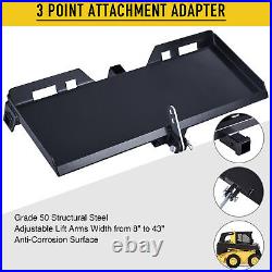 3 Point Attachment Adapter Heavy-Duty 47 Steel for Bobcat Kubota Skid Steer