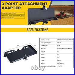 3 Point Attachment Adapter Heavy-Duty 47 Steel for Bobcat Kubota Skid Steer