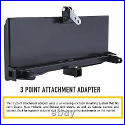 3-Point Attachment Adapter Hitch for Kubota Bobcat Skidsteer Tractor Loader sw