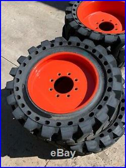 33x12x20 Bobcat Solid Skid Steer Tires Set of 4 with Rims