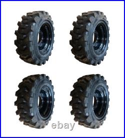 4-10-16.5 SKS732 Skid Steer Tires/Rims(Black)for Bobcat, Case, New Holland & more