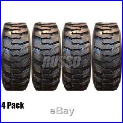 (4) 10x16.5-10Ply Skid Steer Tires Bobcat CAT 10-16.5 Non Directional Tire