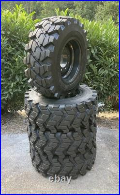 4-12-16.5 SKS-9 Skid Steer Tires/Rims, Case, New Holland Gray (SKS753 STYLE)