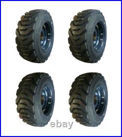 4-HD 12-16.5 SKS-8 Skid Steer Tires/Rims, Case, New Holland Gray-12X16.5-14 PLY