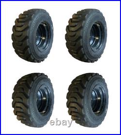 4-HD 12-16.5 SKS-8 Skid Steer Tires/Rims, Case, New Holland Gray-12X16.5-14 PLY