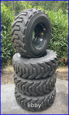 4-HD 12-16.5 SKS-8 Skid Steer Tires/Rims, Case, New Holland Gray-12X16.5-14 PLY