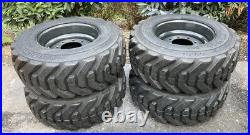 4-HD 12-16.5 SKS-8 Skid Steer Tires/Rims, Case, New Holland Gray-12X16.5-14 PLY