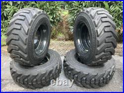 4-HD 12-16.5 SKS-8 Skid Steer Tires/Rims, Case, New Holland Gray-12X16.5-14 PLY