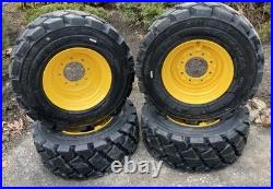 4-HD FOAM FILLED 12-16.5 SKS-7 Skid Steer Tires/Rims for New Holland LS180 &more