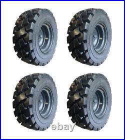 4-Heavy Duty 12-16.5 SKS-7 Skid Steer Tires/Rims, Case, New Holland Gray-12X16.5