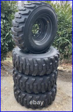 4-NEW 12-16.5 SKS-1 Skid Steer Tires/Rims New Holland, Case Gray -12X16.5 14PLY