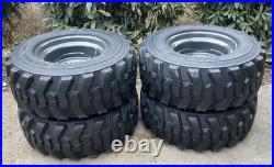 4-NEW 12-16.5 SKS-1 Skid Steer Tires/Rims New Holland, Case Gray -12X16.5 14PLY