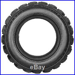 4 New 10x16.5 10-Ply Skid Steer Tires withRim Guard on New Holland Yellow Wheels