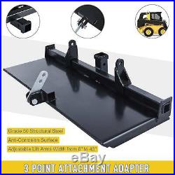 47 Skidsteer 3-Point to Quick Tach Adapter Adjustable Arms Hitch Heavy-Duty