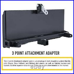 47 Skidsteer 3-Point to Quick Tach Attachment Adapter Structural Steel Black