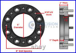 4pc 2 Skid Steer Steel Black Wheel Spacers for 8 Lug John Deere New Holland