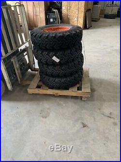 7.5x16 Bobcat Snow Skid Steer Tires Set of 4 with Rims S740 S750 S770 New 12 Ply
