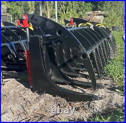 72 Dual Cylinder Root Rake Grapple Attachment Fits Skid Steer Quick Attach