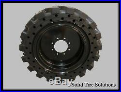 Flat Free Solid Skid Steer Tires Set of 4 with Rims 12x16.5 / 33x12x20 Free Ship