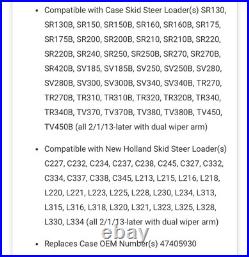 Front Door Glass For Case / New Holland Skid Steer C227, C232, C234, C237, C238