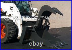 NEW STUMP GRAPPLE BUCKET SKID STEER LOADER TRACTOR ATTACHMENT log tree pipe rock