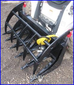 NEW USA 60 5' SKID STEER GRAPPLE RAKE LOADER TRACTOR lightweight root brush cat