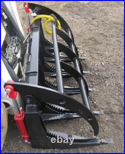 NEW USA 60 5' SKID STEER GRAPPLE RAKE LOADER TRACTOR lightweight root brush cat