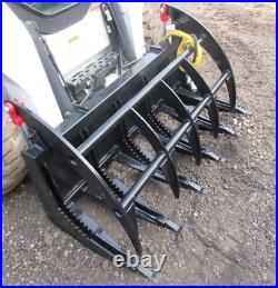 NEW USA 60 5' SKID STEER GRAPPLE RAKE LOADER TRACTOR lightweight root brush cat