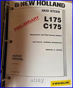 New Holland L175 C175 Skid Steer Preliminary Repair Service Manual Binder