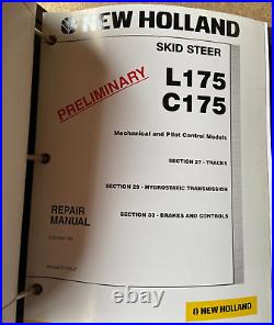 New Holland L175 C175 Skid Steer Preliminary Repair Service Manual Binder