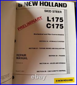 New Holland L175 C175 Skid Steer Preliminary Repair Service Manual Binder