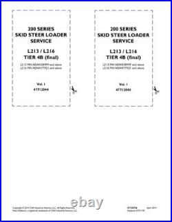 New Holland L213, L216 Tier 4 Skid Steer Loader Service Manual Repair Shop Book