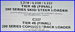 New Holland L218 L220 L221 C227 Tier 4B Skid & Track Loader Service Manual NOS