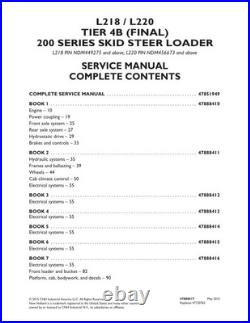 New Holland L218, L220 Tier 4B Skid Steer Loader Service Manual Repair Shop Book