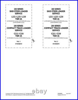 New Holland L223, L225, L230, C232, C238 Tier 4A Skid Steer Loader Service Manual