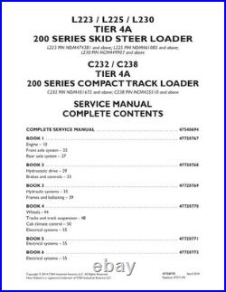 New Holland L223, L225, L230, C232, C238 Tier 4A Skid Steer Loader Service Manual
