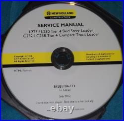 New Holland L225 L230 C232 C238 Skid Steer Service Repair Workshop Manual Cd/dvd