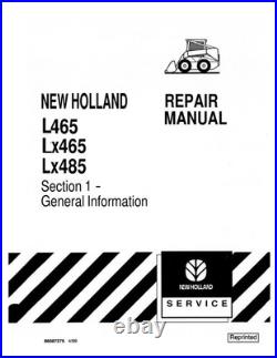New Holland L250, L255 Skid Steer Loader Service Manual Repair Shop Book