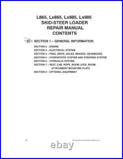 New Holland L865, Lx865, Lx885, Lx985 Skid Steer Loader Service Manual Repair Shop