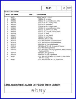 New Holland LS160, LS170 Compact Track Skid Steer Loader Parts Catalog Manual