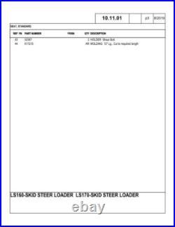 New Holland LS160, LS170 Compact Track Skid Steer Loader Parts Catalog Manual