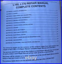 New Holland Skid Steer Loader L160 L170 Repair Service Manual Binder 87578822