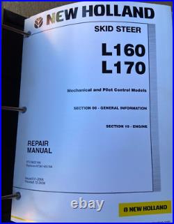 New Holland Skid Steer Loader L160 L170 Repair Service Manual Binder 87578822