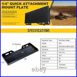 PREENEX 1/4 Quick Tach Attachment Mount Plate Trailer-Adapter Skid Steer Loader