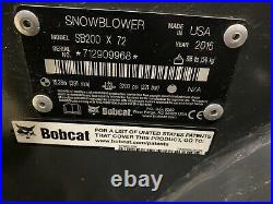 SB200 Bobcat Snowblower 72 Skid Steer High Flow M7003 Snow Thrower Snow Plow